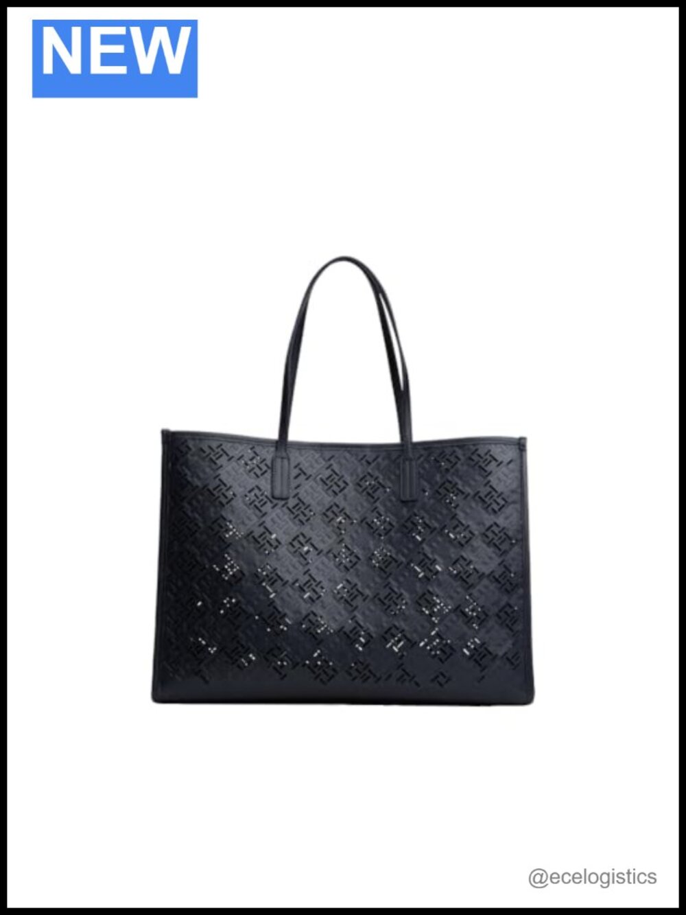 PU Leather Monogram Large Tote Bag Magnetic Closure Work Travel Shoulder Purse